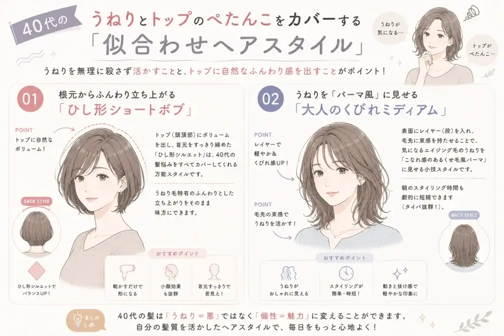 40代女性の畝りが気になる人におすすめのヘアスタイル