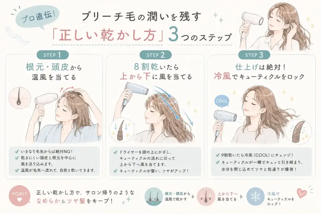 美容師が教える。乾きにくいブリーチ毛の正しい乾かし方