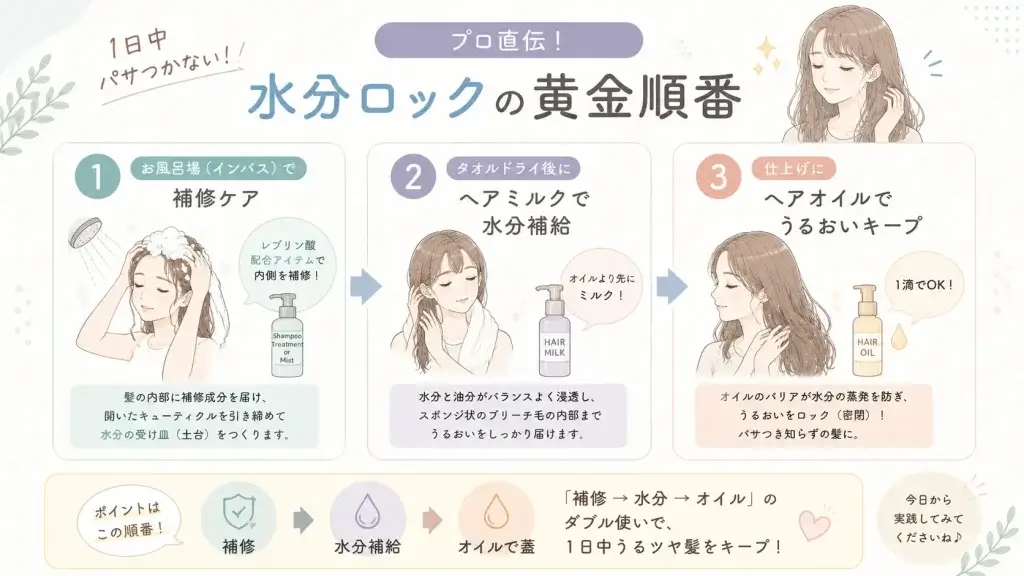 髪の毛の水分を保つヘアケアについて